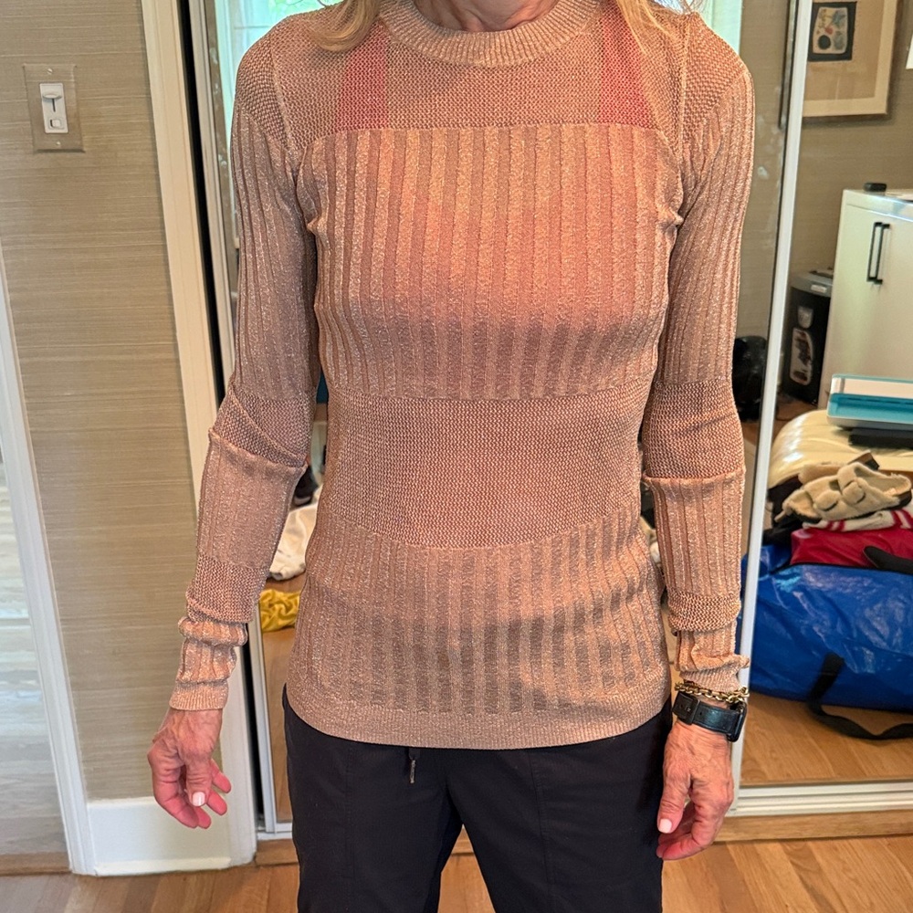 J Brand Shimmering Bronze Knit Top
